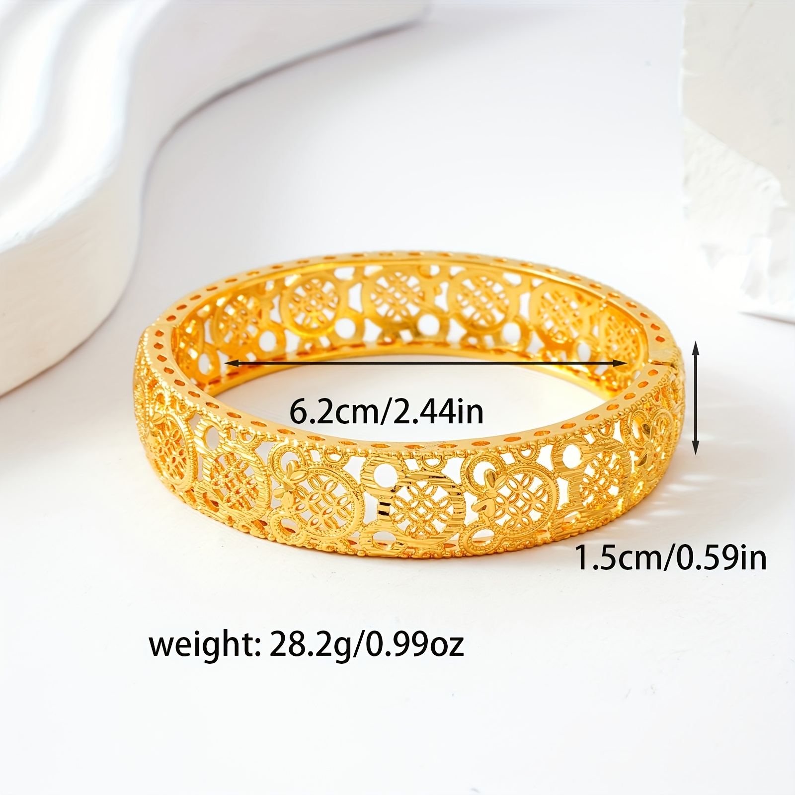 Golden Hollow Carved Open Bracelet Ethnic Style